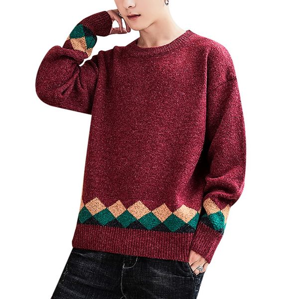 litthing mens winter soft knitting fitness sweaters men solid basic o neck slim all-match japanese fashion harajuku sweater, White;black